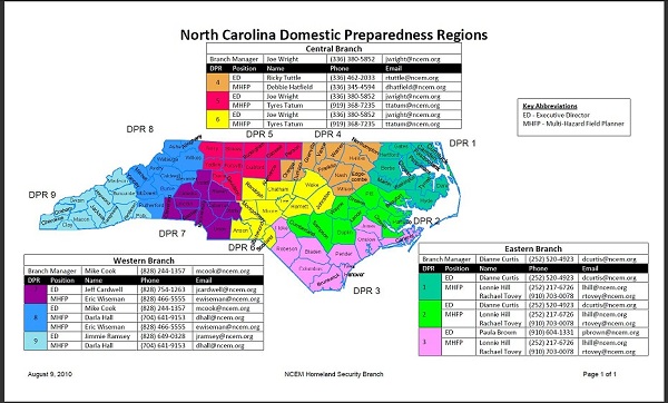 NC Map Highlighting NC Domestic Preparedness Regions